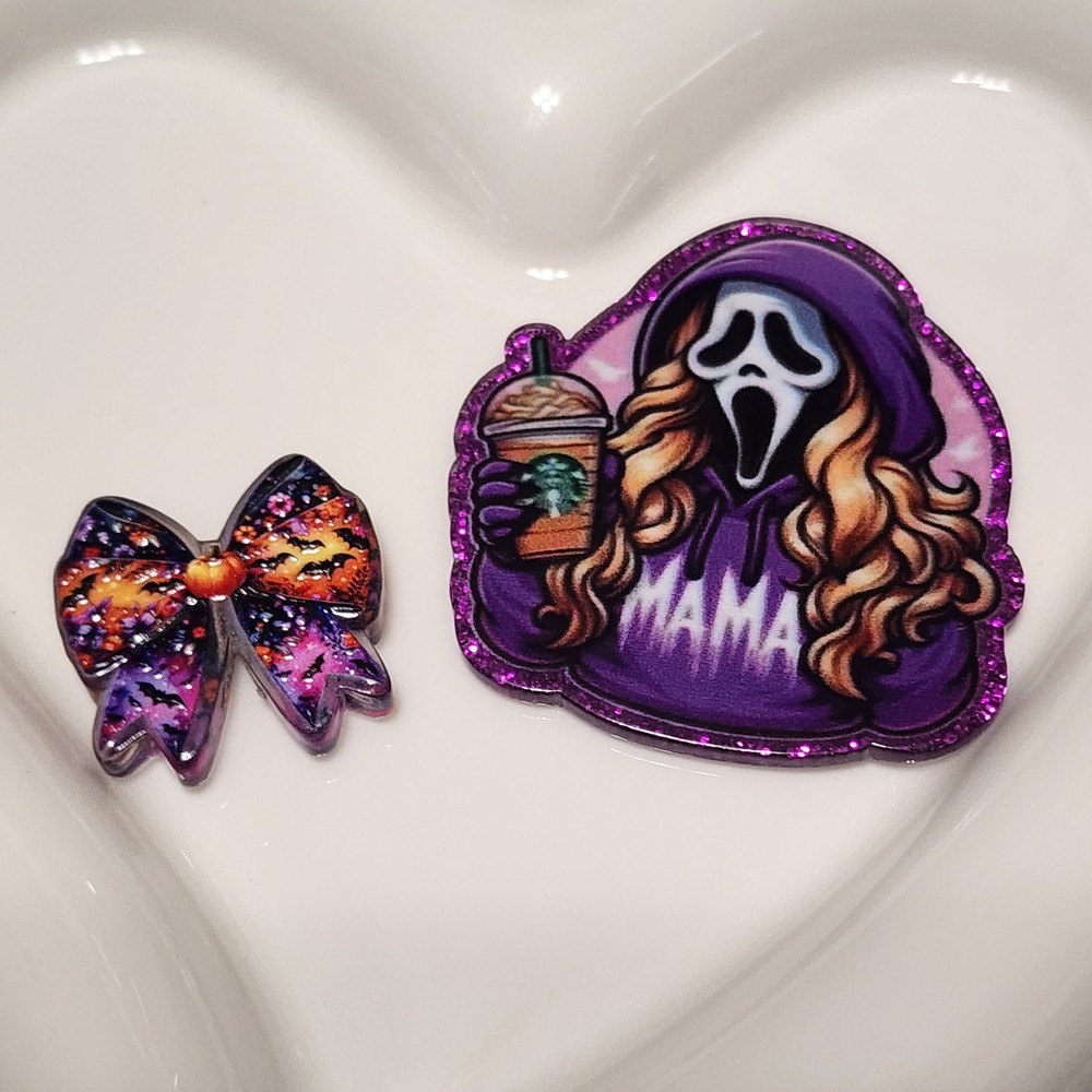 Ghost Mama Coffee Flatback Focal Bead Keychain Jewelry Crafts Badge Halloween